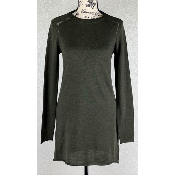Zadig & Voltaire Roller Khaki Wool Dress with Glitter Star Elbow Patches Small - Picture 3 of 11